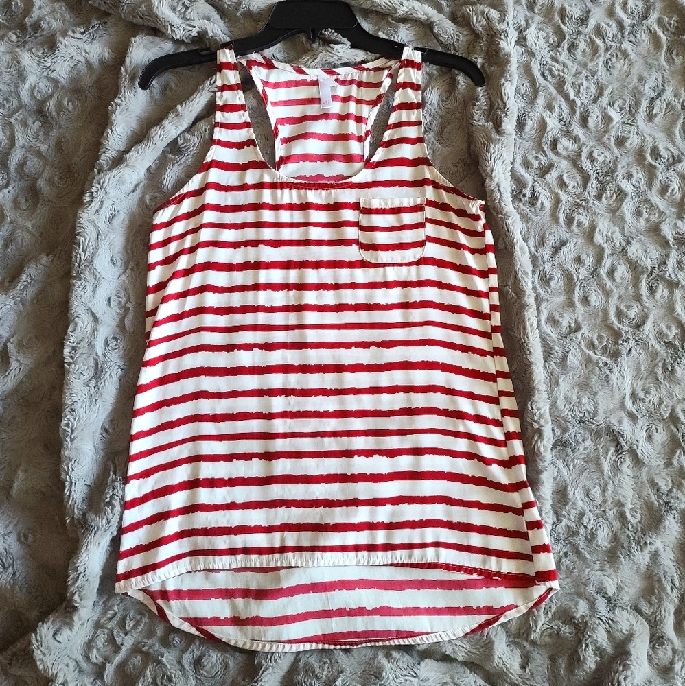 Red/White striped Racerback